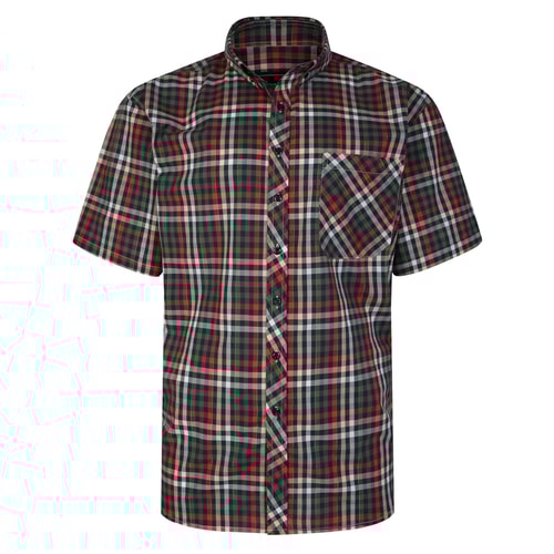 KAM Short Sleeve Gingham Check Shirt Navy